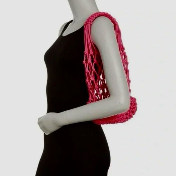 NWT French Connection *Chic* Jasmine *Neon Pink* Braided Tote - Picture 2 of 7